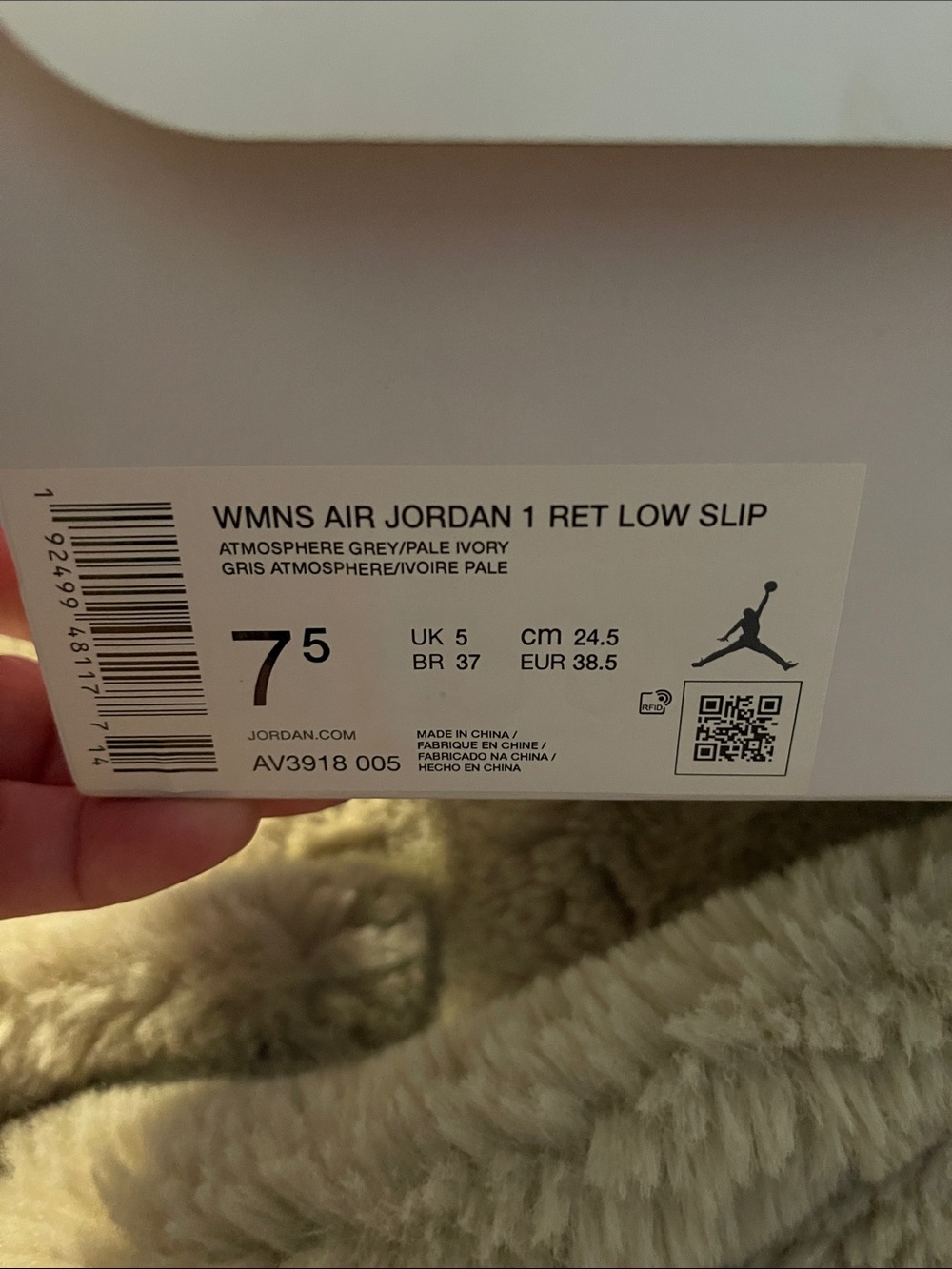 Women’s Nike air jordan 1 retro low slip on atmosphere grey & pale ivory - NEW - Picture 5 of 6